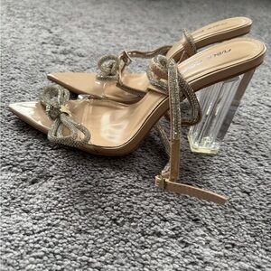 Public Desire Elegant Tan and Silver Women's Heels